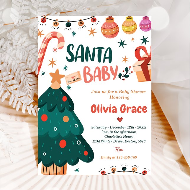 Santa baby Christmas Baby Shower Party Invitation (Creator Uploaded)
