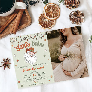 Santa Baby Christmas Baby Shower Party Photo Invitation