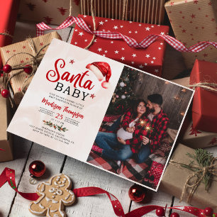 Santa Baby Christmas Baby Shower Photo Invitation
