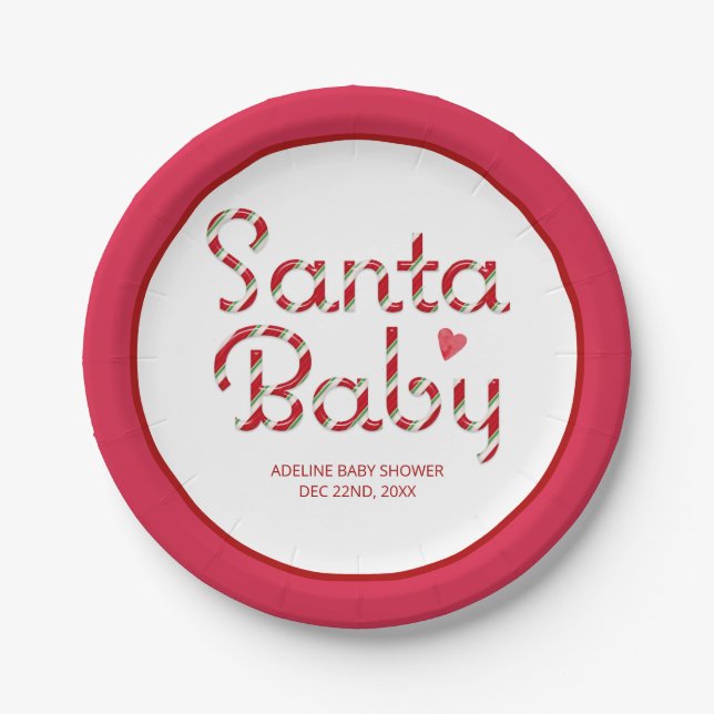 Santa Baby Christmas Baby Shower Plates (Front)