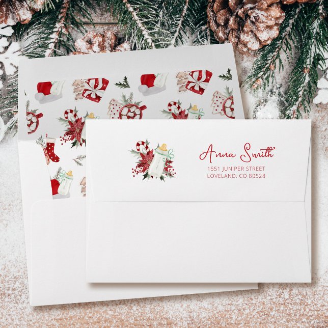 Santa Baby Christmas Baby Shower Return Address  Envelope (Creator Uploaded)