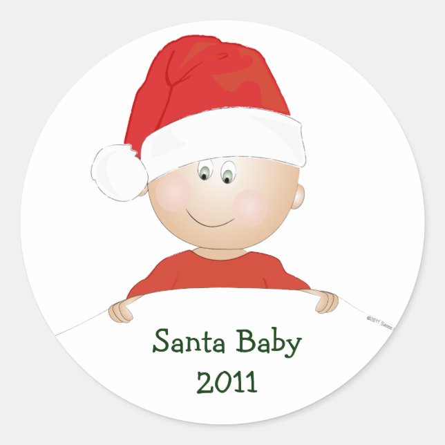 "Santa Baby" Christmas Baby Shower Stickers (Front)