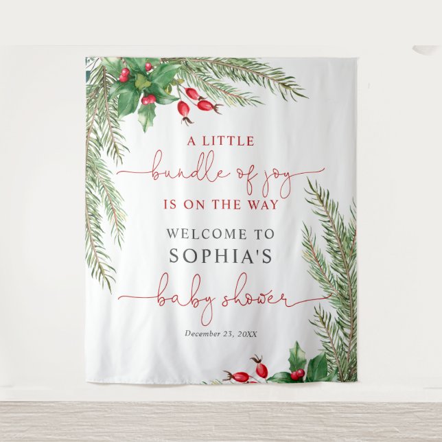 Santa Baby Christmas Baby Shower Tapestry (Front)