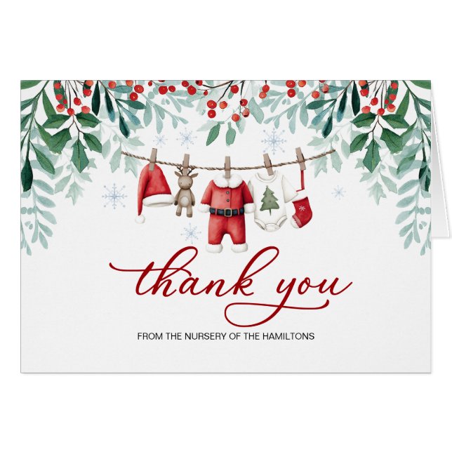 Santa Baby Christmas Baby Shower Thank You (Front Horizontal)