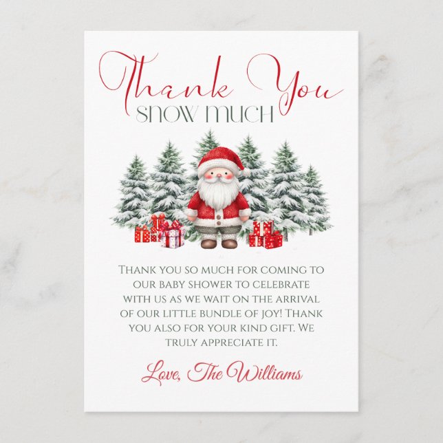 Santa Baby Christmas Baby Shower thank you card (Front)
