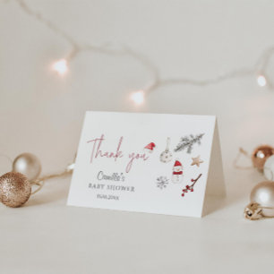 Santa Baby Christmas Baby Shower  Thank You Card