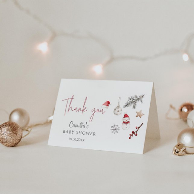 Santa Baby Christmas Baby Shower  Thank You Card (Creator Uploaded)
