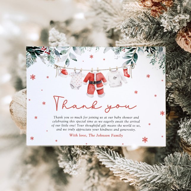 Santa Baby Christmas Baby Shower Thank You Card (Creator Uploaded)