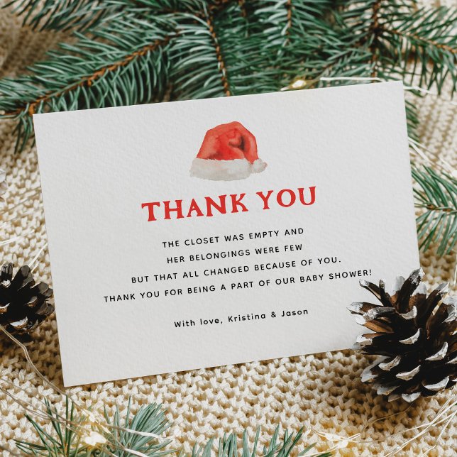 Santa Baby Christmas Baby Shower  Thank You Card (Creator Uploaded)
