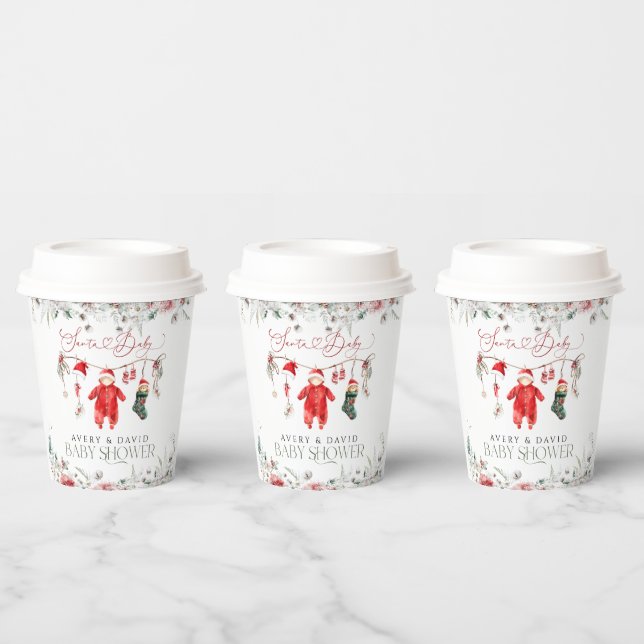 Santa Baby Christmas Baby Shower Welcome Paper Cups (Multi)
