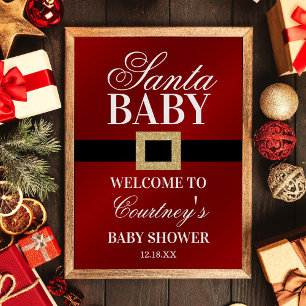 Santa Baby   Christmas Baby Shower Welcome Poster