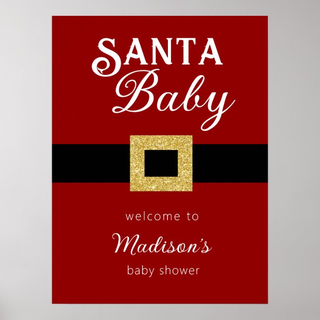 Santa Baby Christmas Baby Shower Welcome Sign (Front)