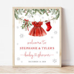 Santa Baby Christmas Baby Shower Welcome Sign<br><div class="desc">Santa Baby - Girl Christmas Baby Shower Welcome Sign</div>