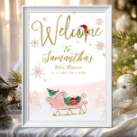 Santa Baby Christmas Baby Shower Welcome Sign<br><div class="desc">Adorable calligraphy with snowflakes,  winter-themed baby shower invitations. Easy to personalised with your details. Check the collection to find matching items as enclosure cards.</div>
