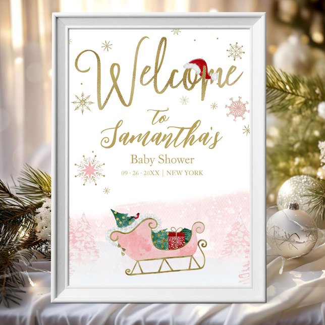 Santa Baby Christmas Baby Shower Welcome Sign (Creator Uploaded)