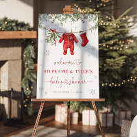 Santa Baby Christmas Baby Shower Welcome Sign