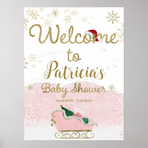 Santa Baby Christmas Baby Shower Welcome Sign