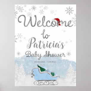 Santa Baby Christmas Baby Shower Welcome Sign