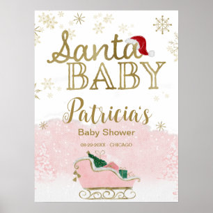 Santa Baby Christmas Baby Shower Welcome Sign