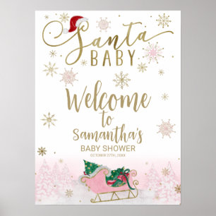 Santa Baby Christmas Baby Shower Welcome Sign
