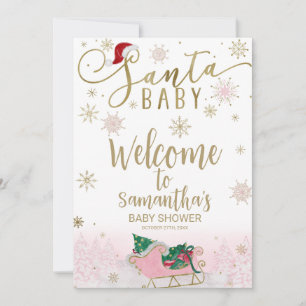 Santa Baby Christmas Baby Shower Welcome Sign Invitation
