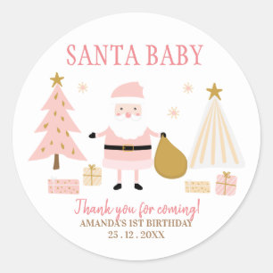 Santa Baby, Christmas Birthday Party Favour Classic Round Sticker