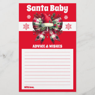Santa Baby Christmas Bow Baby Shower Advice Card