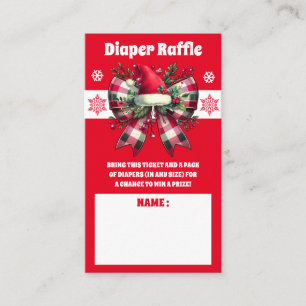 Santa Baby Christmas Bow Baby Shower Diaper Raffle Enclosure Card