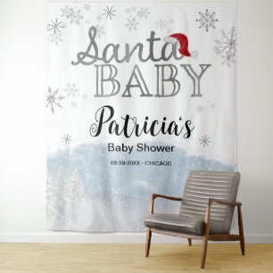Santa Baby Christmas Boy Baby Shower Backdrop Tapestry