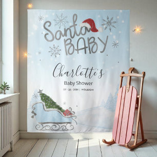 Santa Baby Christmas Boy Baby Shower Backdrop Tapestry