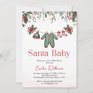  santa baby christmas Boy baby shower invitation