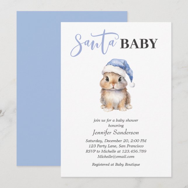 Santa Baby Christmas Boy Baby Shower  Invitation (Front/Back)