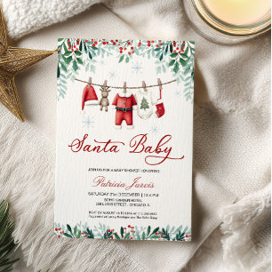 Santa Baby Christmas Boy Baby Shower Invitation