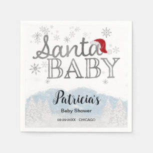 Santa Baby Christmas Boy Baby Shower Napkin