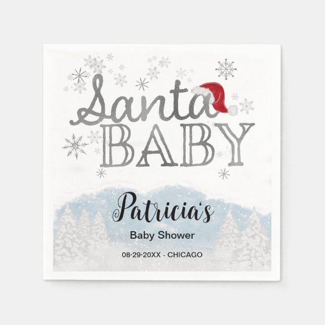 Santa Baby Christmas Boy Baby Shower Napkin (Front)