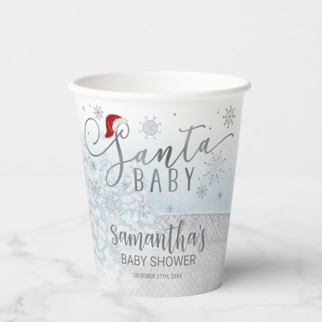 Santa Baby Christmas Boy Baby Shower Paper Cups (Front)