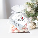 Santa Baby Christmas Boy Baby Shower Thank You Favour Tags<br><div class="desc">Adorable calligraphy with snowflakes,  winter-themed baby shower invitations. Easy to personalise with your details. Check the collection to find matching items as enclosure cards.</div>