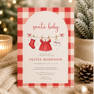 Santa Baby Christmas Clothesline Baby Shower Invitation