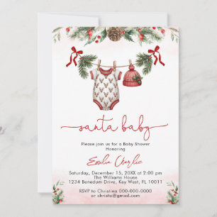Santa baby christmas Clothesline baby shower Invitation