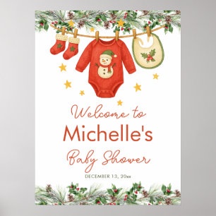 Santa Baby Christmas Clothesline Baby Shower Poster