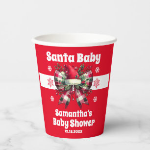 Santa Baby Christmas Coquette Bow Baby Shower Paper Cups