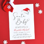 Santa Baby Christmas Couples Baby Sprinkle Invitation<br><div class="desc">A cute minimal Christmas holiday season couple's baby sprinkle invitation featuring "Santa Baby" in an elegant script with a heart swash, a watercolor illustration of Santa Claus' red hat and an invitation to a merry little baby sprinkle. Personalise the names of the mother and father in a stylish red script...</div>