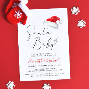 Santa Baby Christmas Couples Baby Sprinkle Invitation