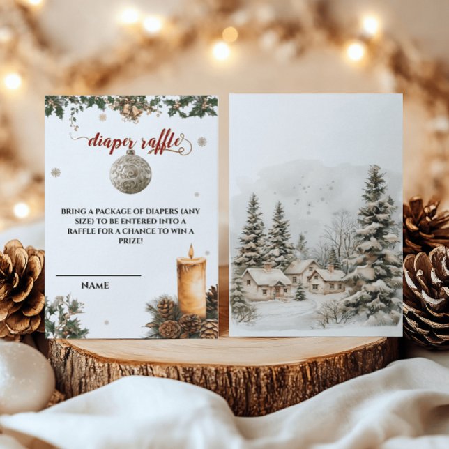 Santa Baby Christmas Diaper Raffle Baby Shower Enclosure Card (Creator Uploaded)