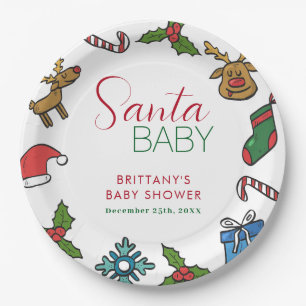 Santa Baby Christmas Gender Neutral Baby Shower Paper Plate