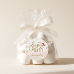 Santa Baby Christmas Girl Baby Shower Classic Round Sticker<br><div class="desc">Adorable calligraphy with snowflakes,  winter-themed baby shower invitations. Easy to personalise with your details. Check the collection to find matching items as enclosure cards.</div>