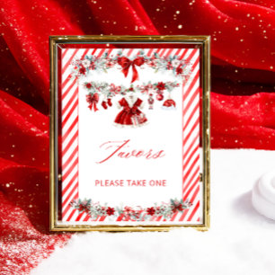 Santa Baby Christmas Girl Baby Shower Favors Poster