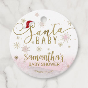 Santa Baby Christmas Girl Baby Shower Favour Tags