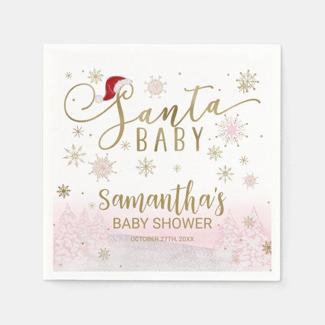 Santa Baby Christmas Girl Baby Shower Napkin (Front)