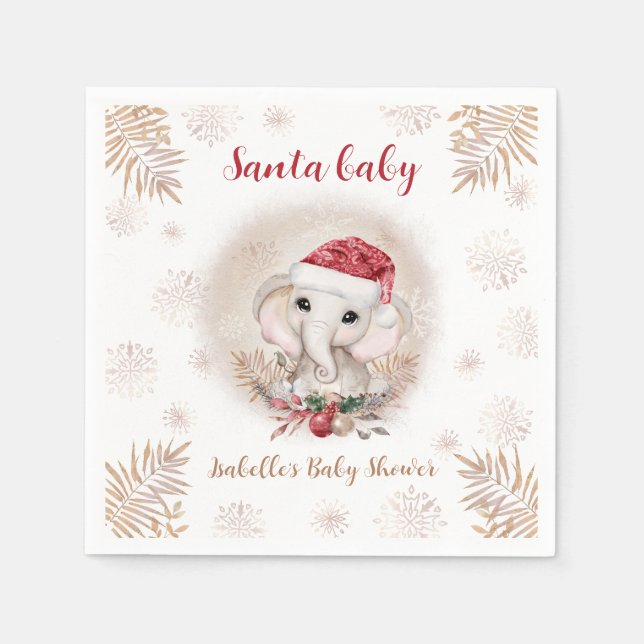 Santa Baby Christmas Girl Baby Shower Napkins (Front)